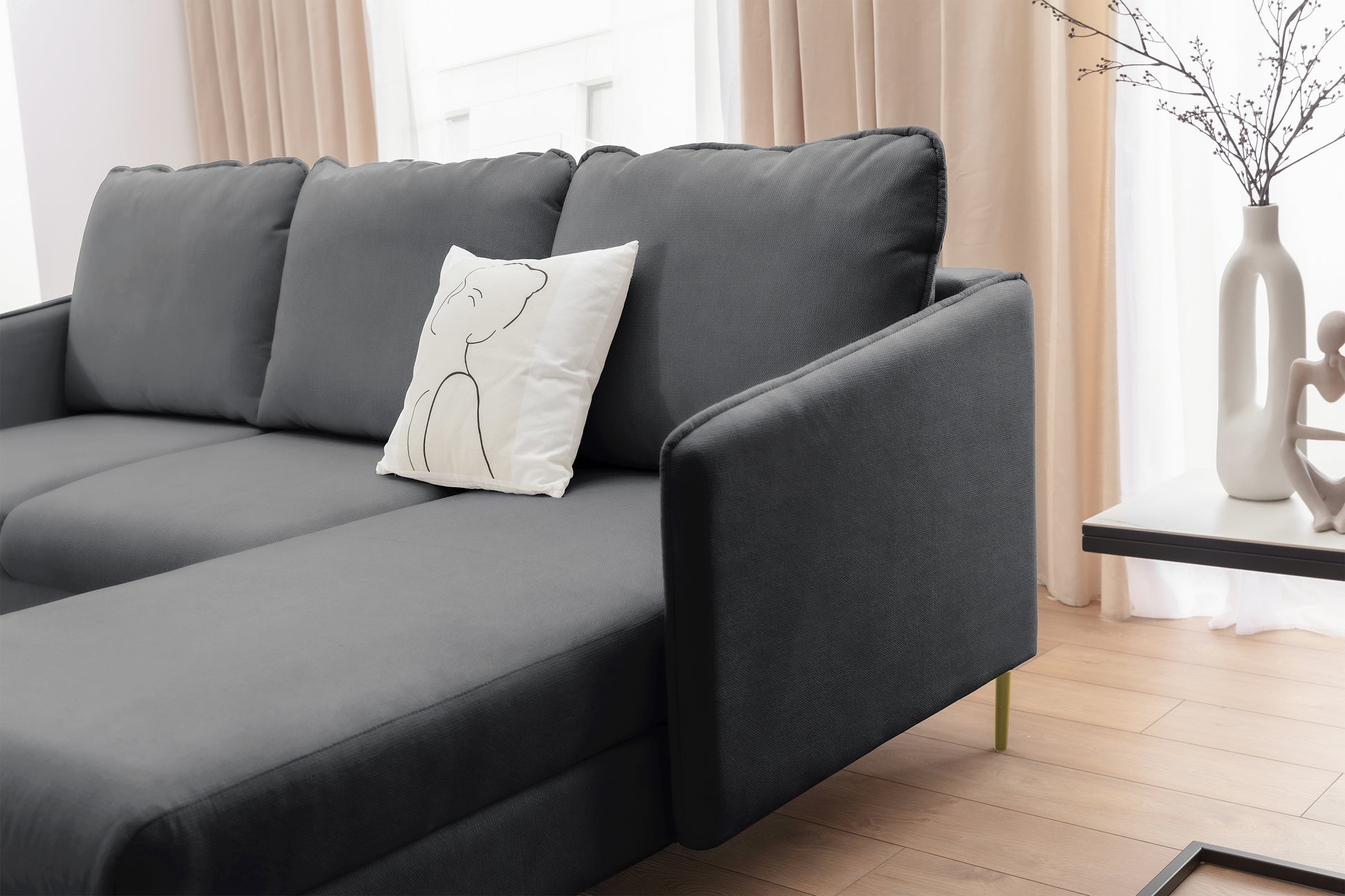 Dīvāns Tai 222/95/161 cm Velluto 18/zelts kājas - N1 Home