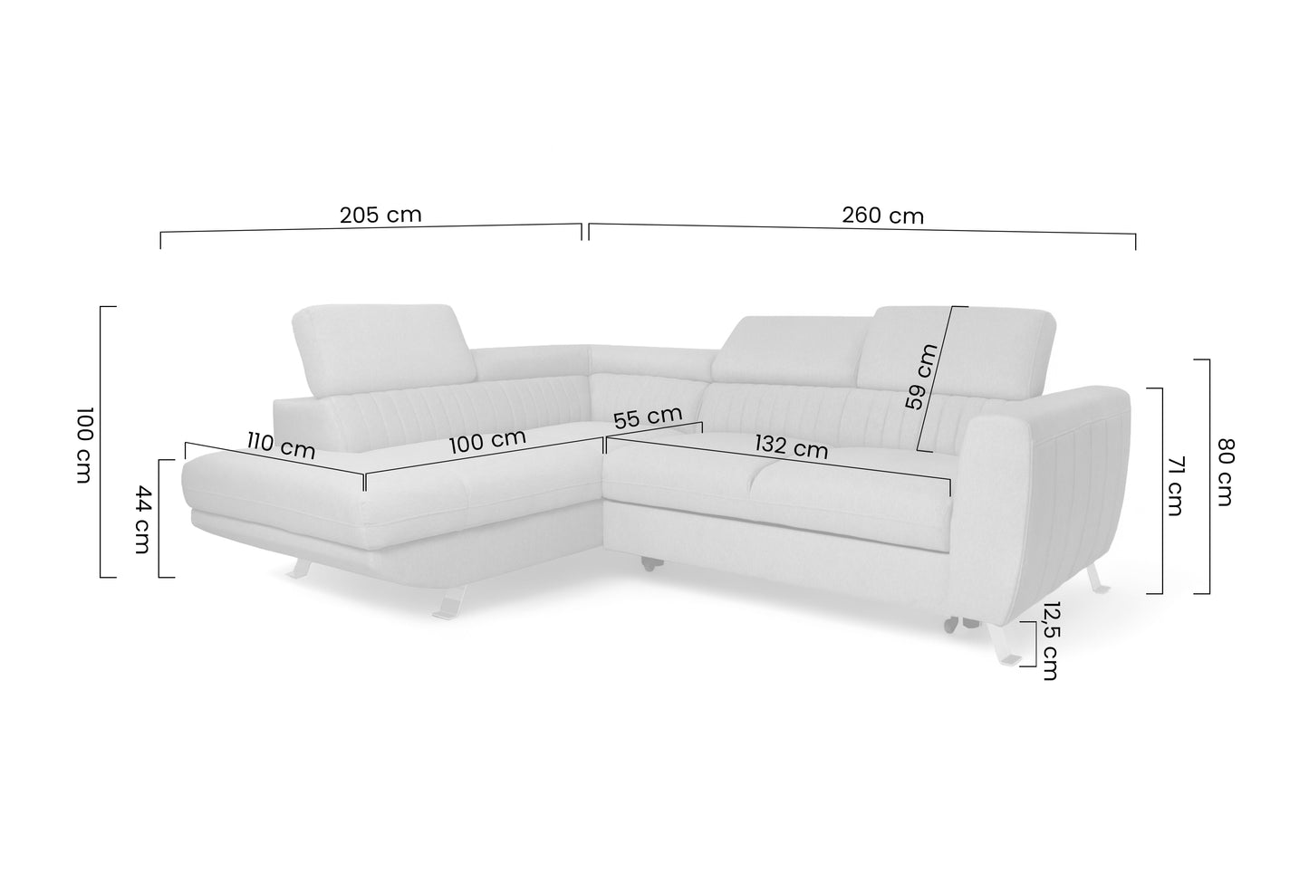 Dīvāns Zelub 270/110/205 cm Castel 93 - N1 Home