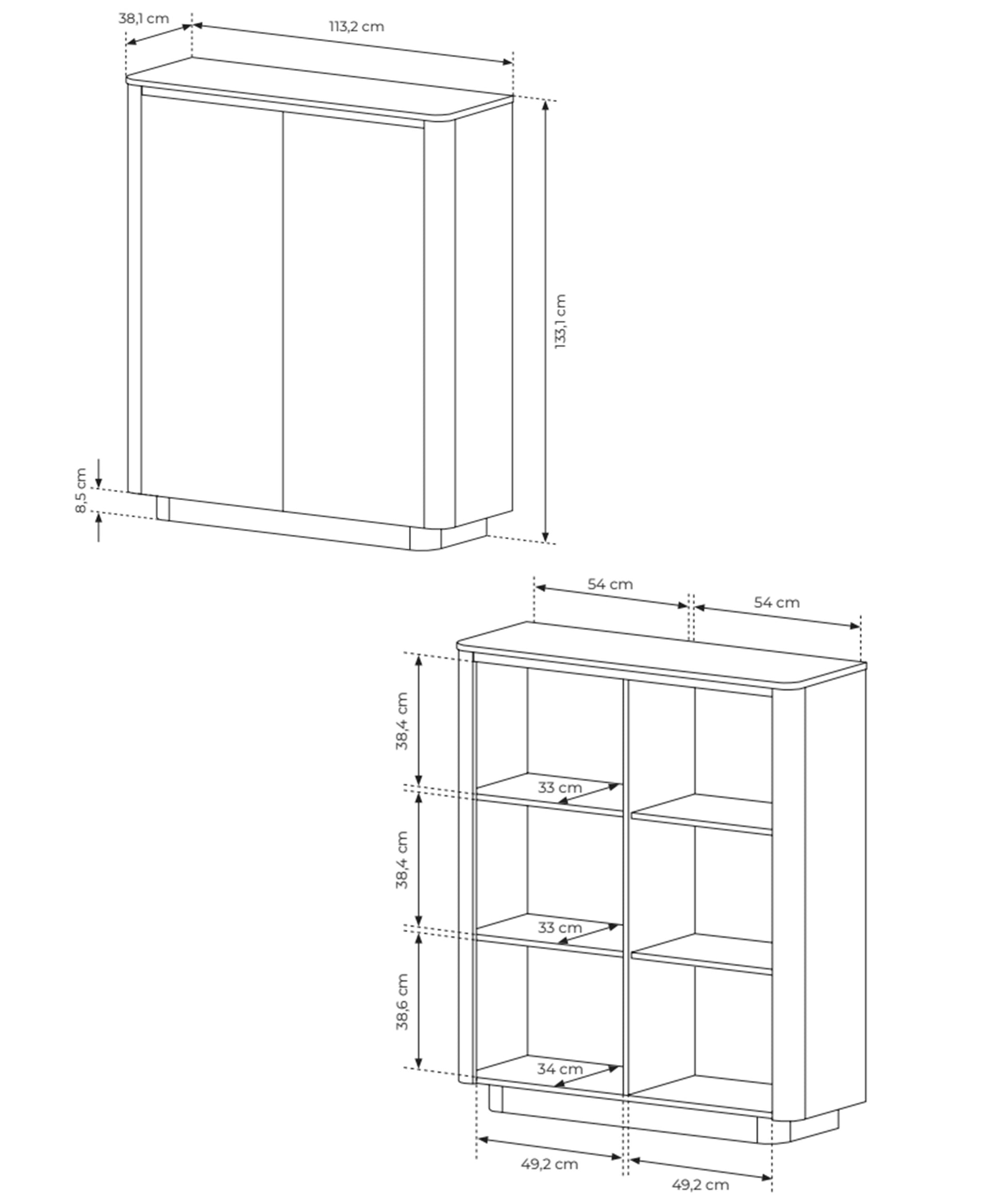 Kumode Torredo 133/113/38 cm Kremona ozols - N1 Home