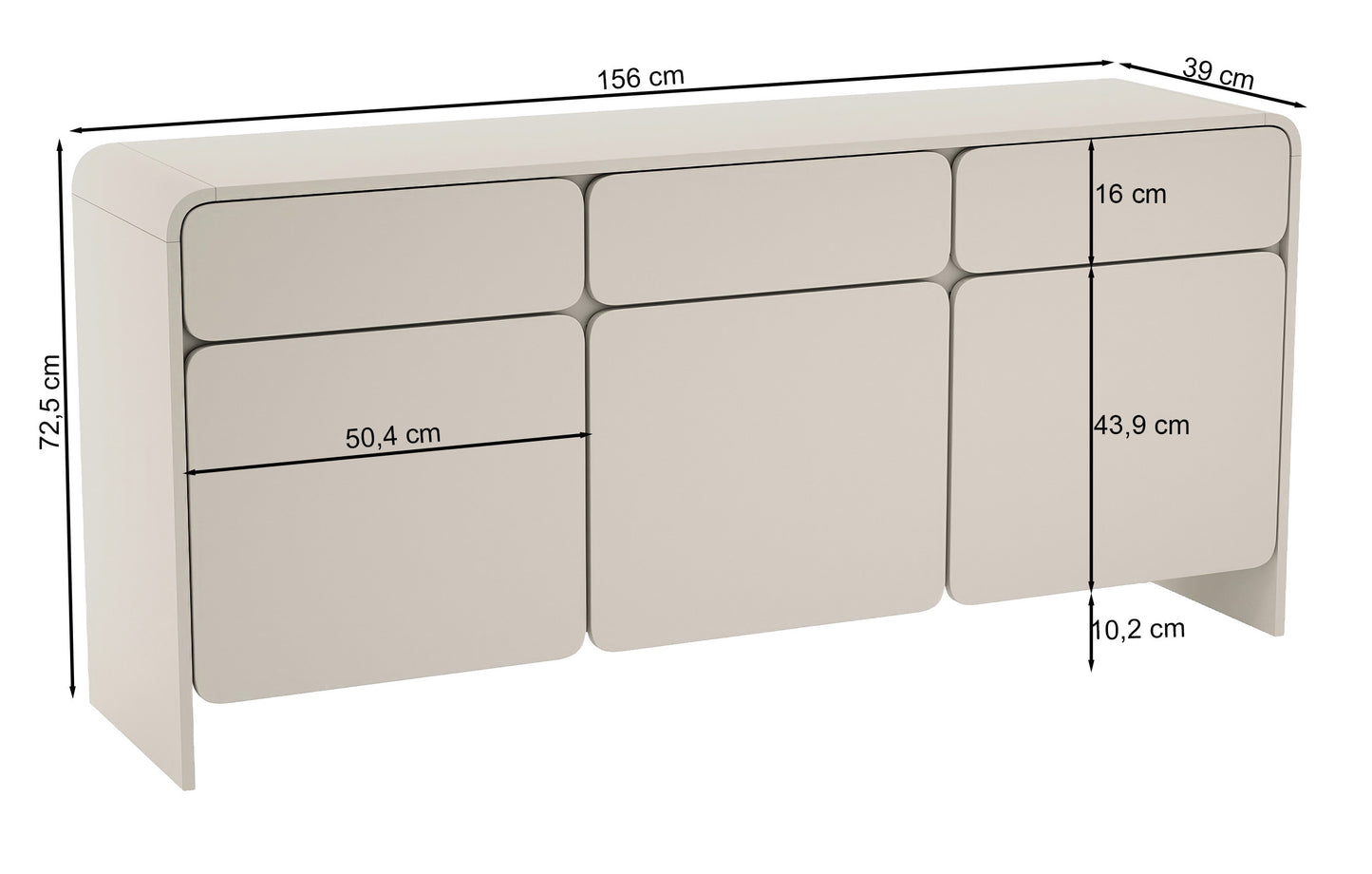 Kumode Leiela 72/156/39 cm kašmirs