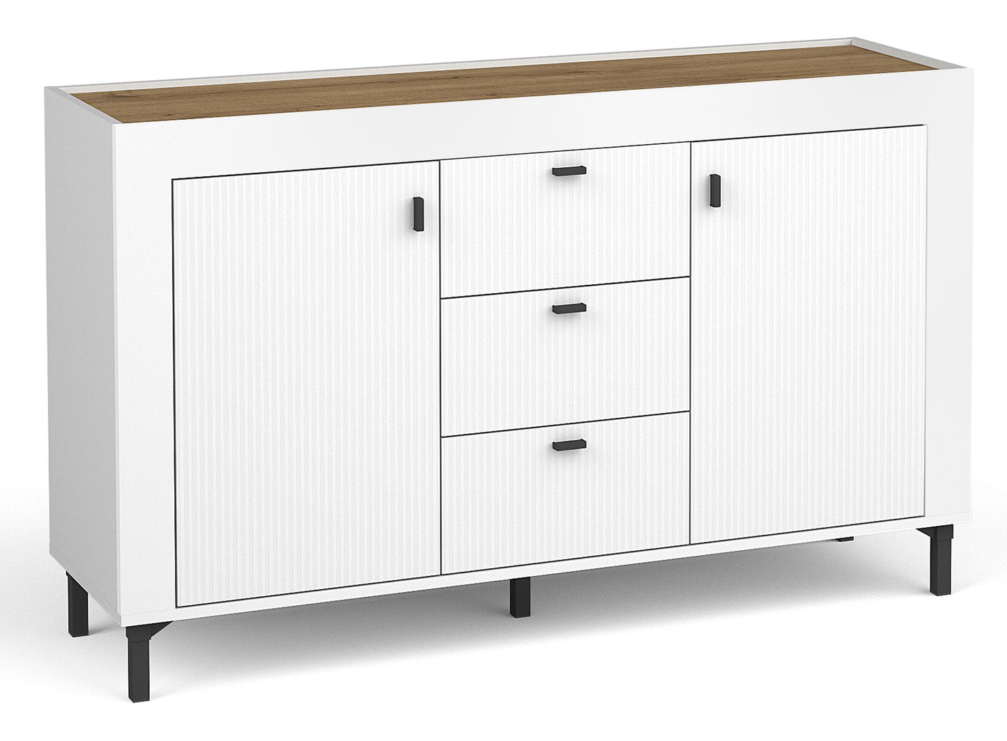 Kumode Lamos 130/77/38 cm balts/melns