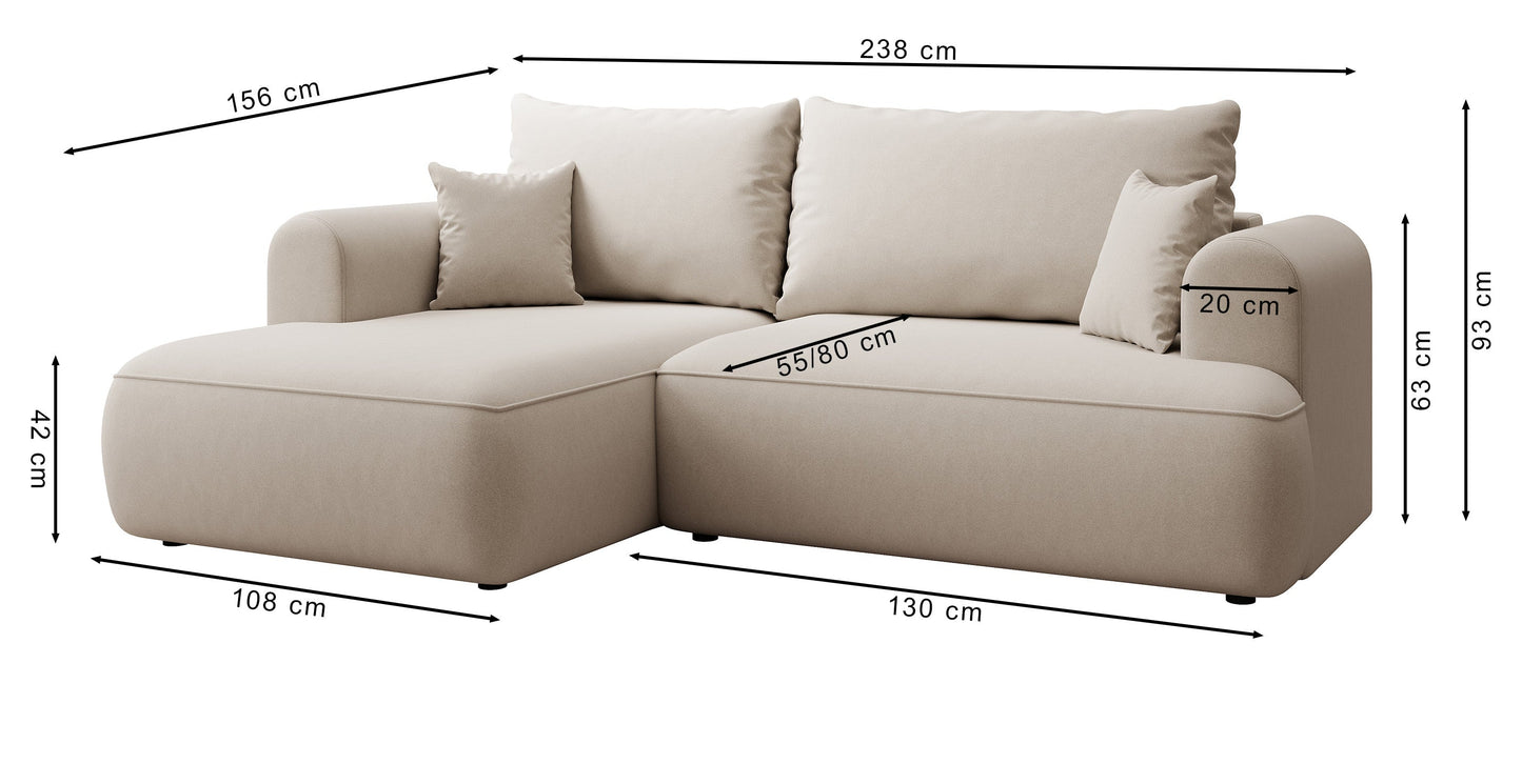 Dīvāns Ovors mini 238/93/156 cm Storm 97 - N1 Home
