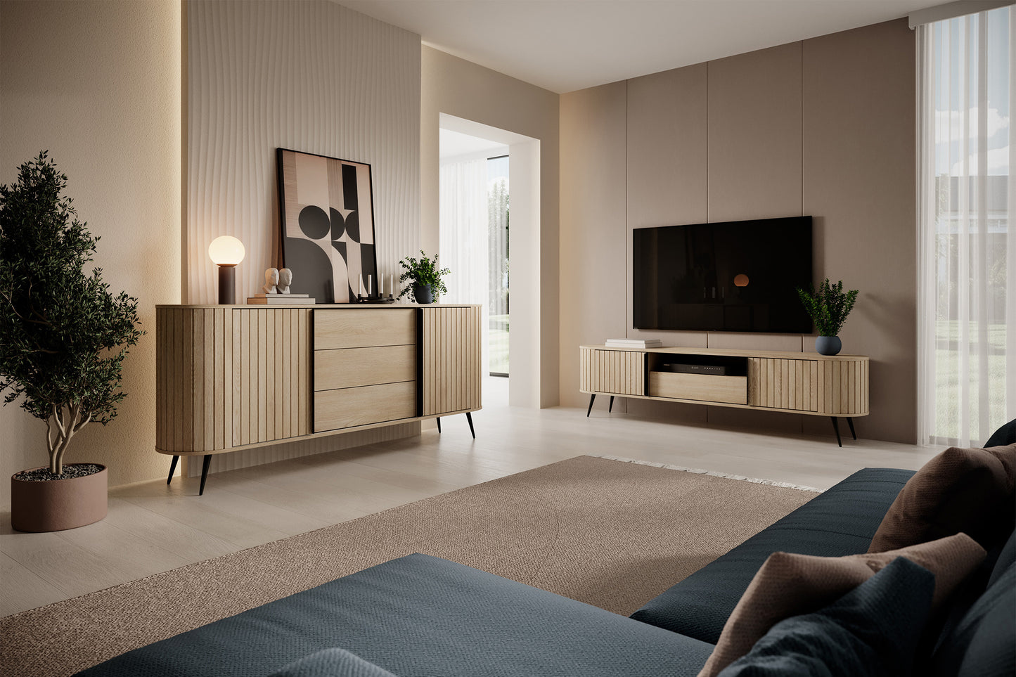 TV skapis Lavas 51/196/40 cm Kremonas ozols