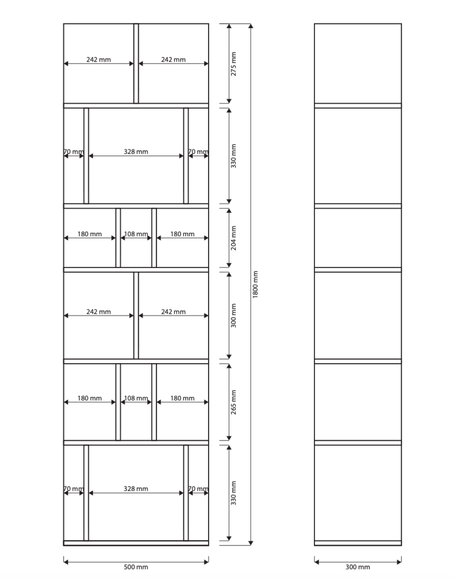 Atvērts plaukts Bommo 50/180/30 cm balts