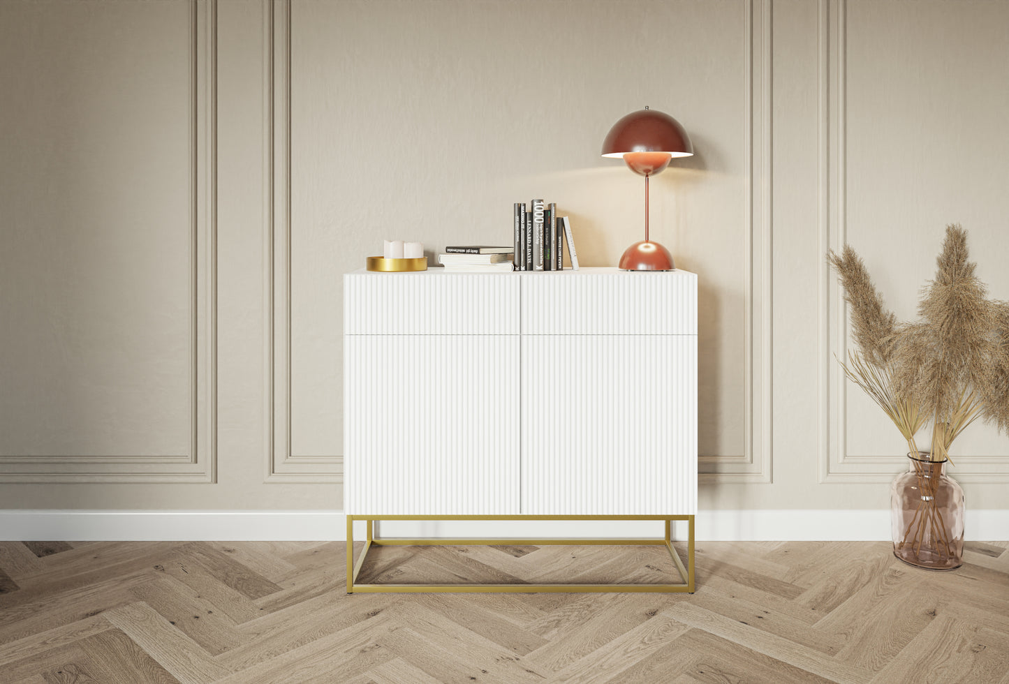 Kumode Velda  100/90/38 cm balts/zelts - N1 Home