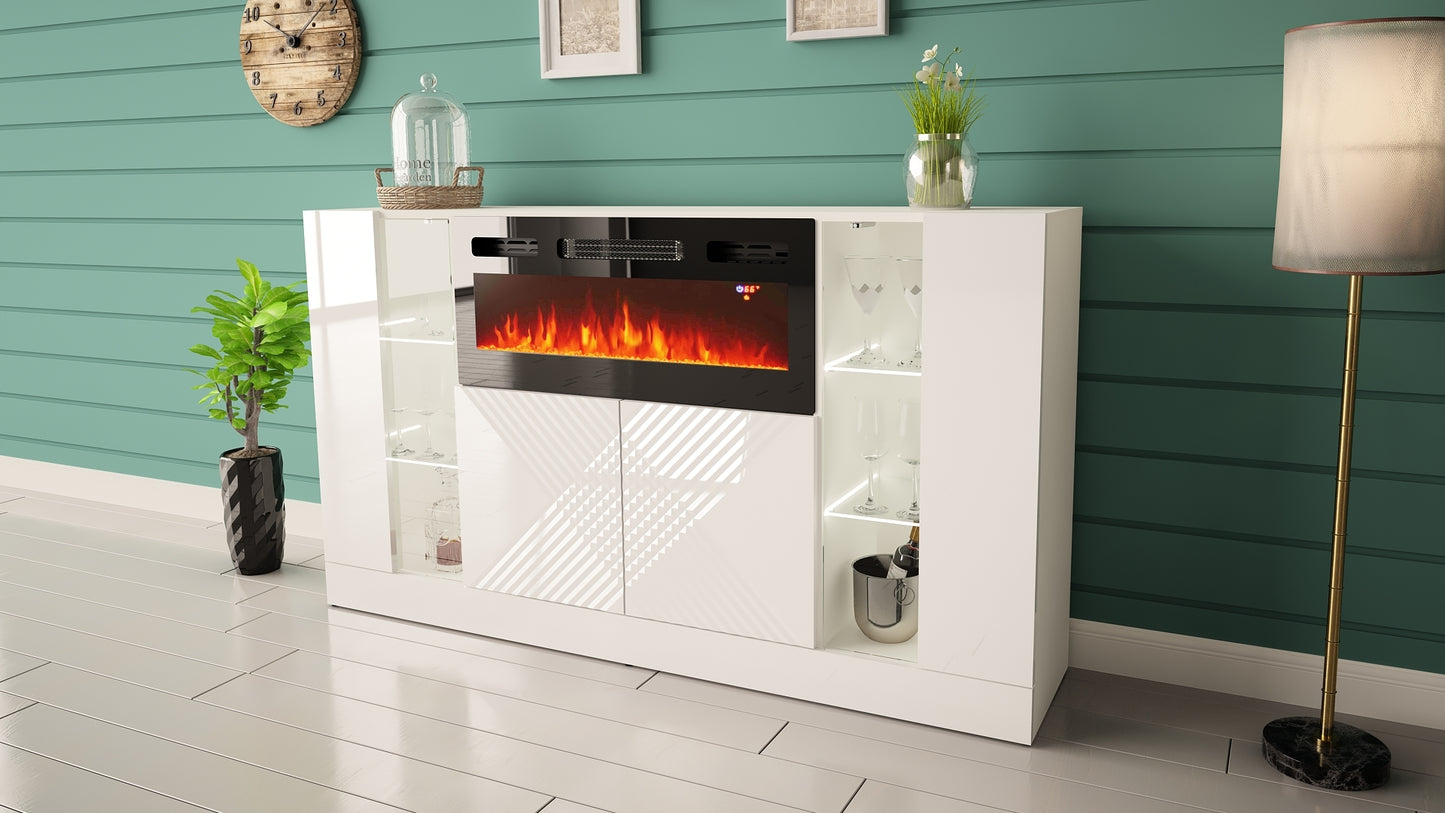 Kumode ar elektrisko kamīnu Dalika 160/90/35 cm balts