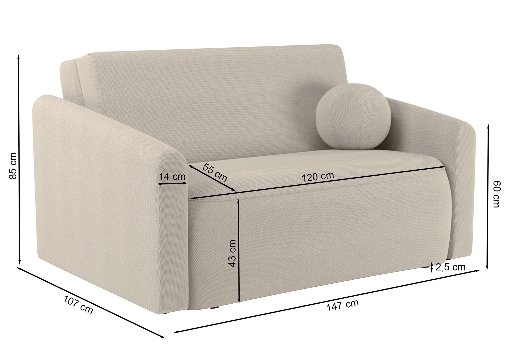 Dīvāns Poppi 85/147/107 cm Curio 11 - N1 Home