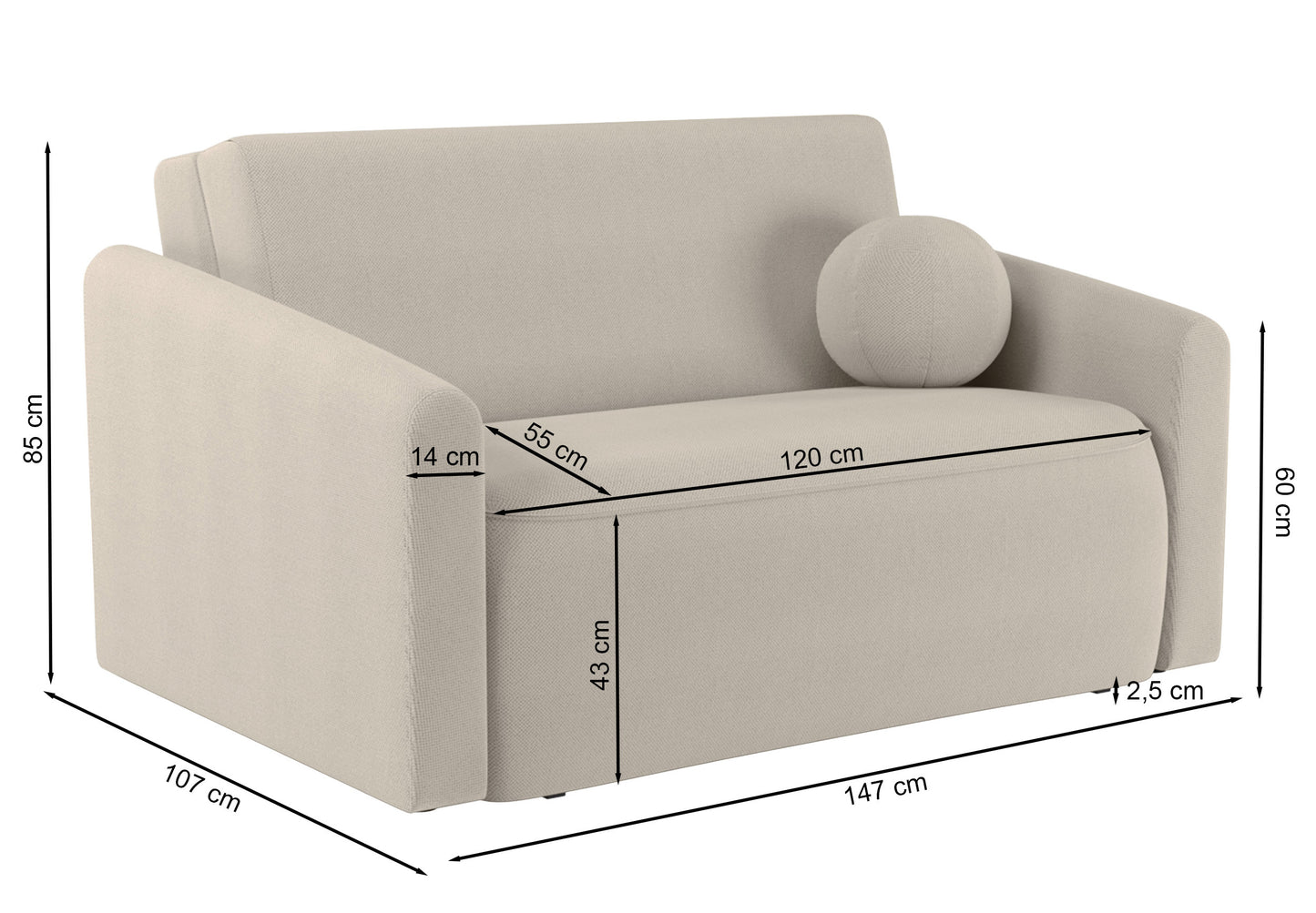 Dīvāns Poppi 85/147/107 cm Curio 93 - N1 Home