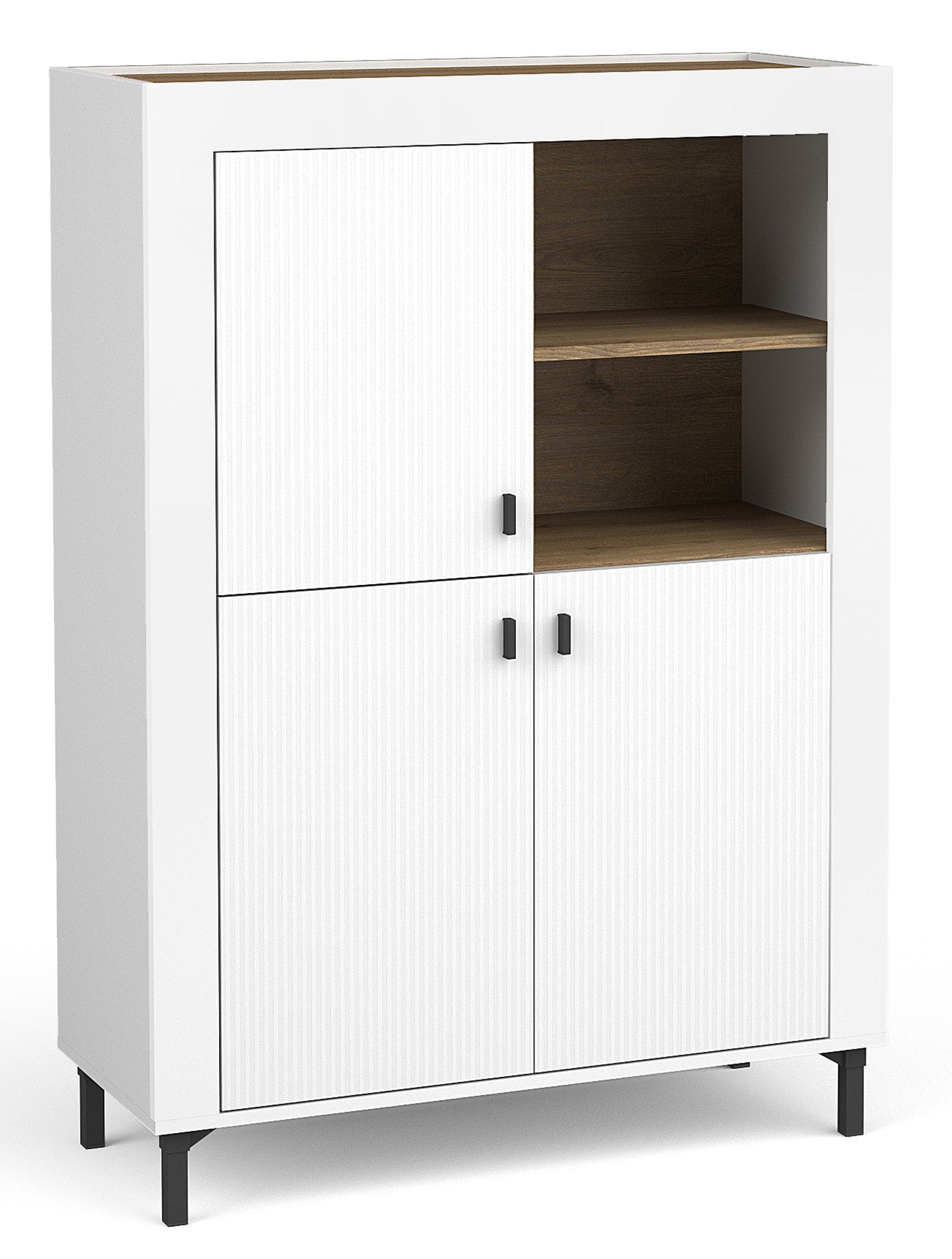Vitrīna Lamos 96/135/39 cm balts/melns - N1 Home