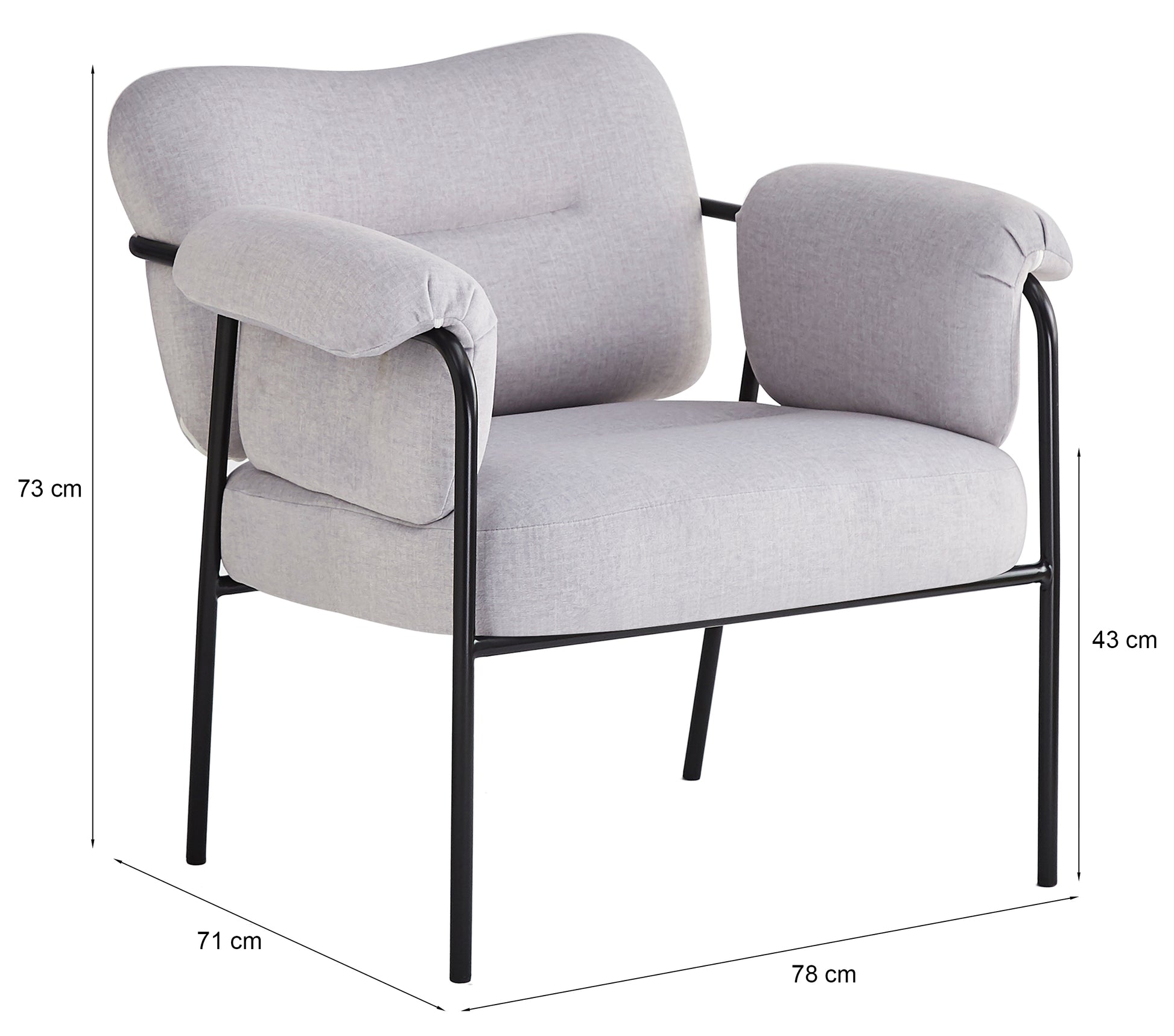 Krēsls Tova 73/78/71 cm gaiši pelēks - N1 Home