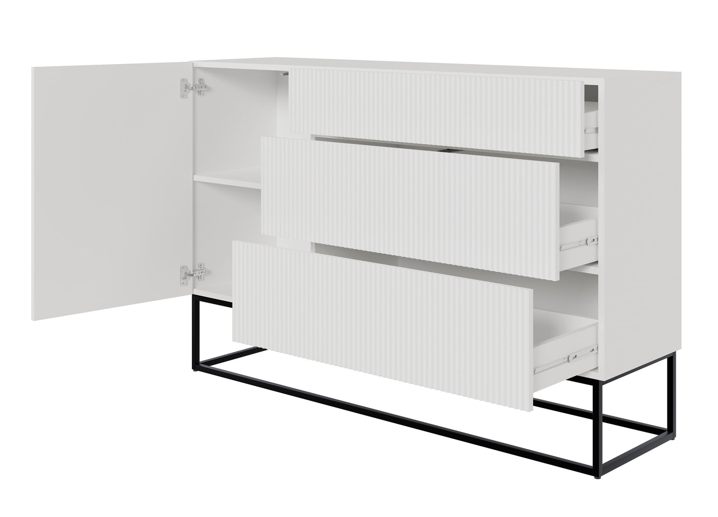 Kumode Velda 140/90/38 cm balts/melns - N1 Home