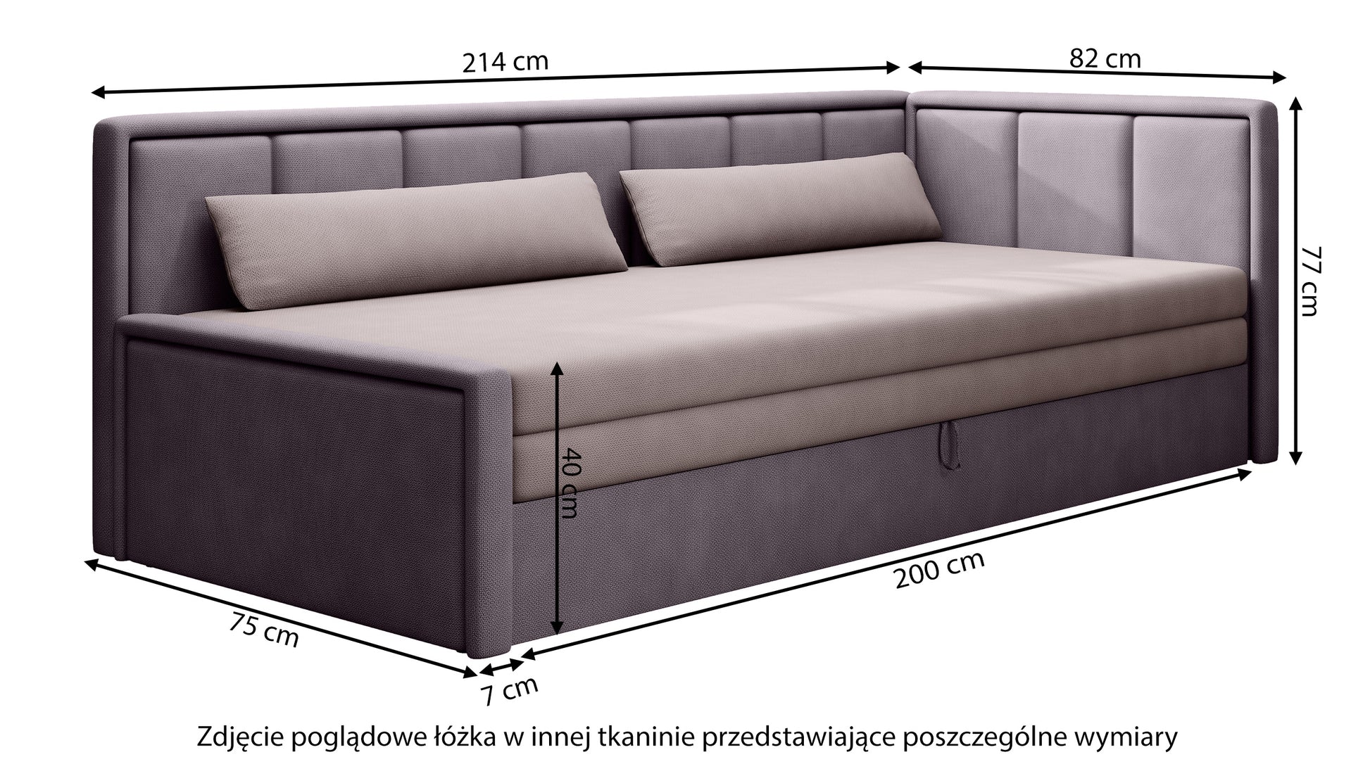 PRIL Jauniešu gulta ar konteineru, tumši zila/pelēka, kreisa/laba puse - N1 Home