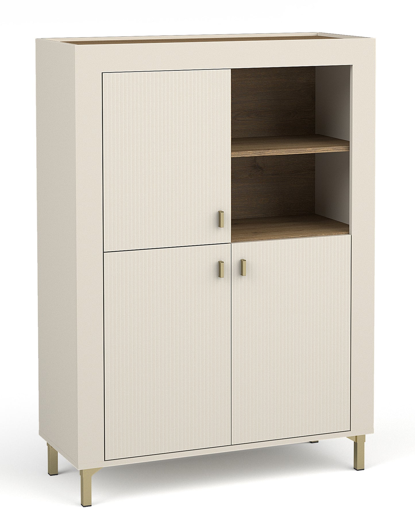 Vitrīna Lamos 96/135/39 cm bēšs/zelts - N1 Home