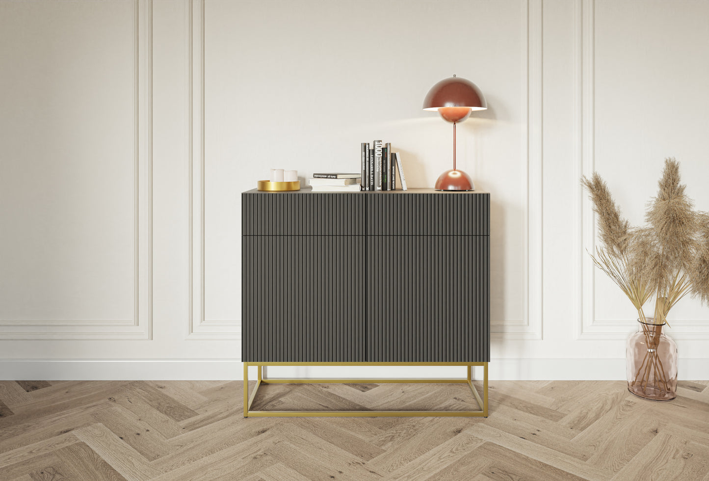 Kumode Velda  100/90/38 cm melns/zelts - N1 Home