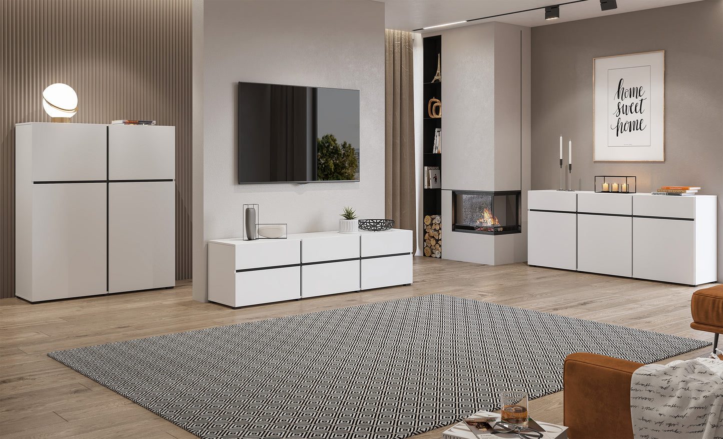 Kumode Kruzat 119/139/40 cm balts