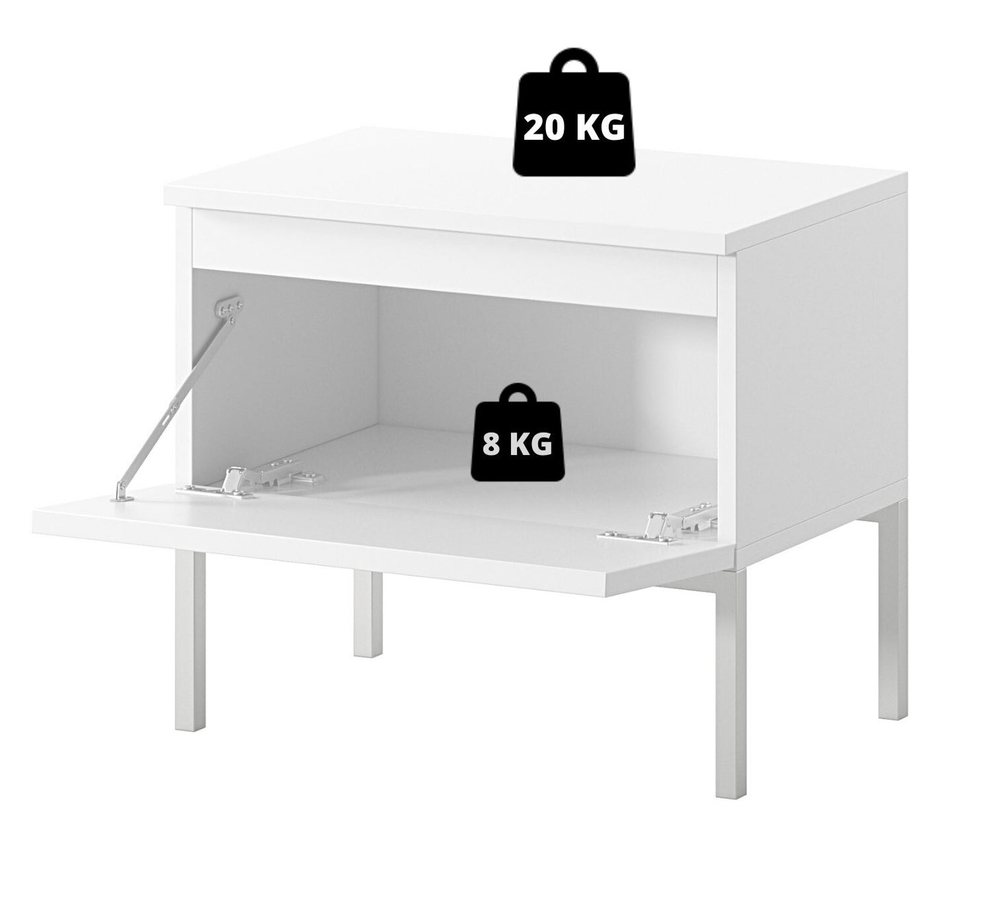 Naktsgaldiņš Bommo 43/49/32 cm balts