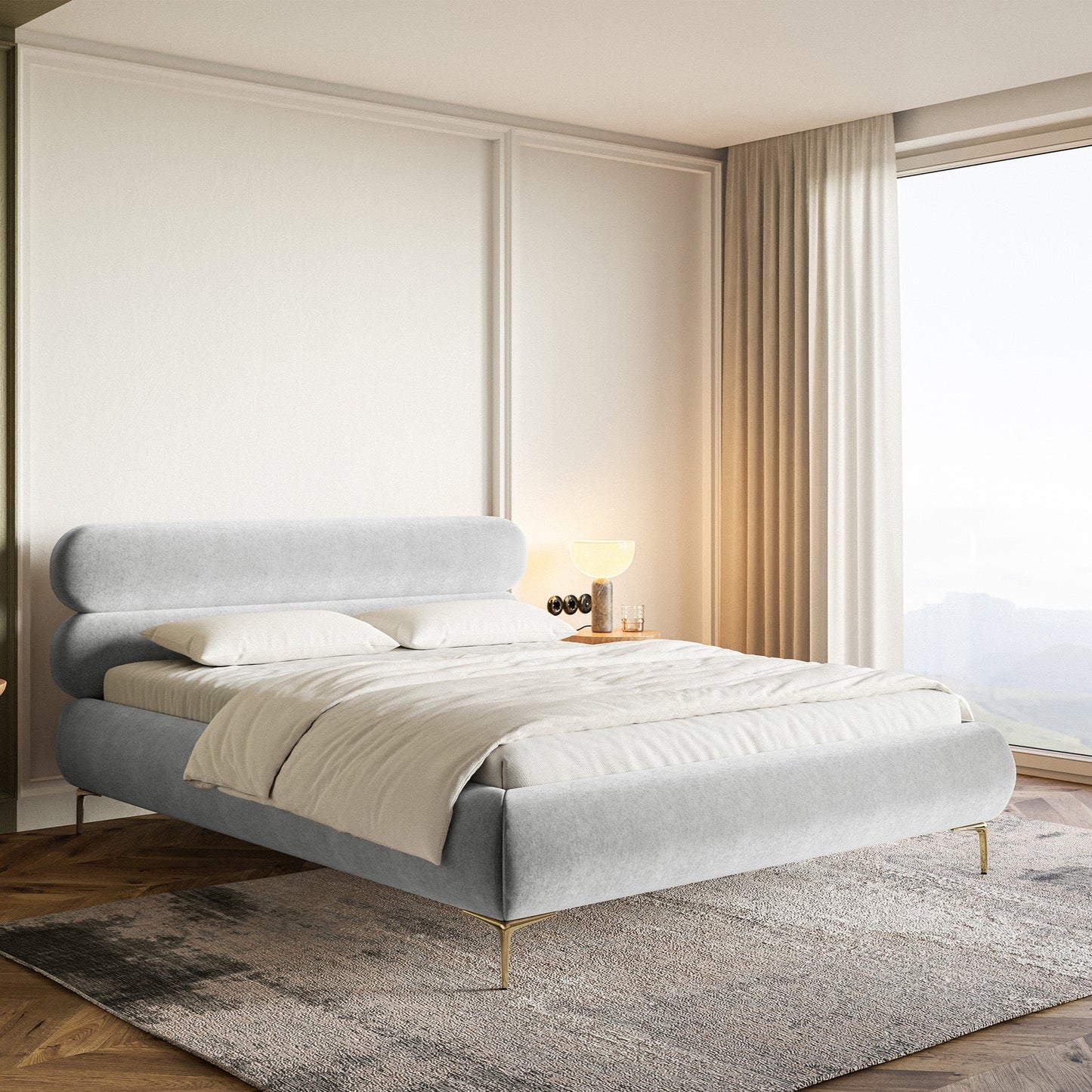 Gulta ar glabātuvi Loure 140/160/180x200 cm Amon 09/zelts kājas - N1 Home