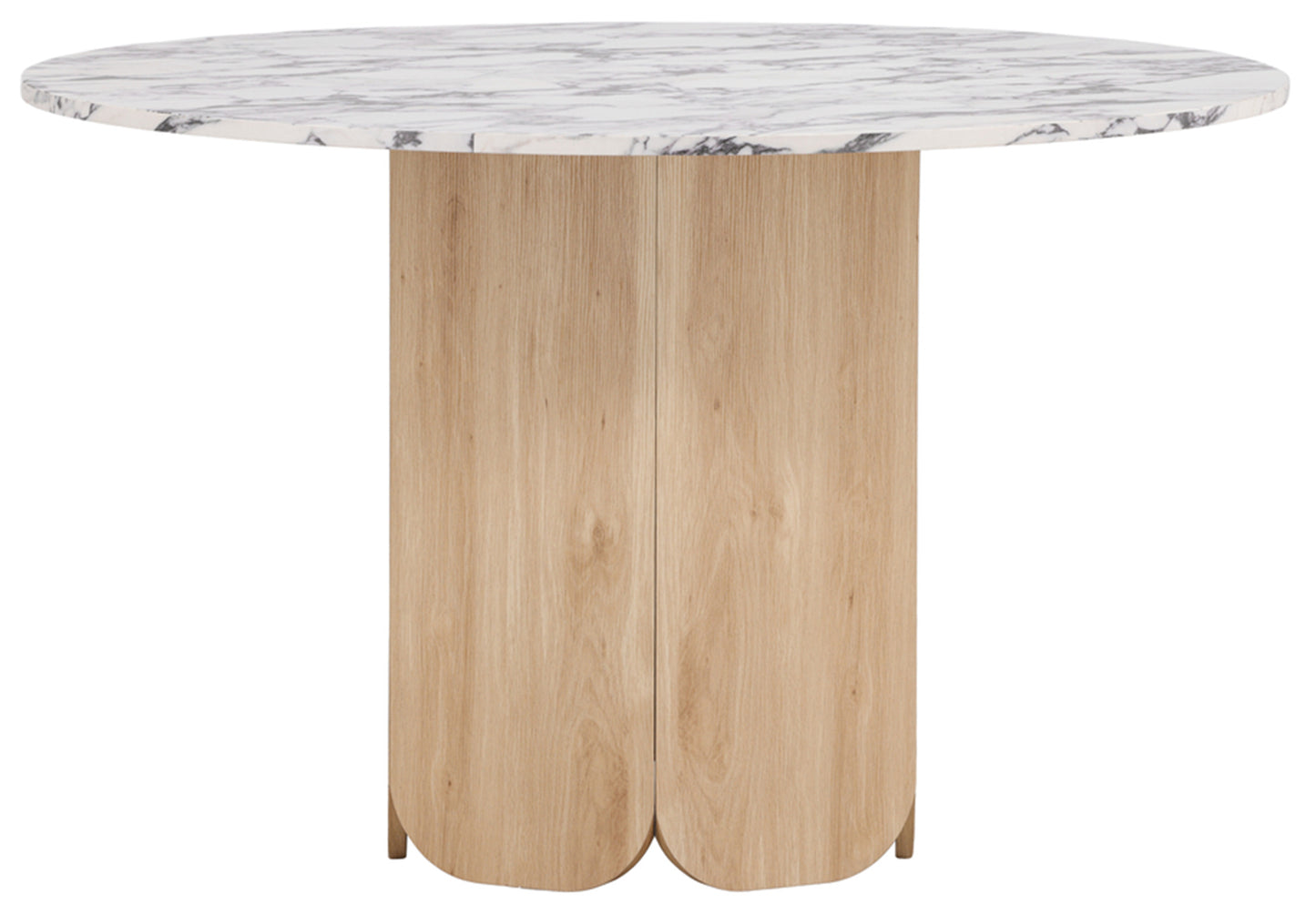 Galds Velaj 120/120/75 cm gaiši pelēks marmors/ozols