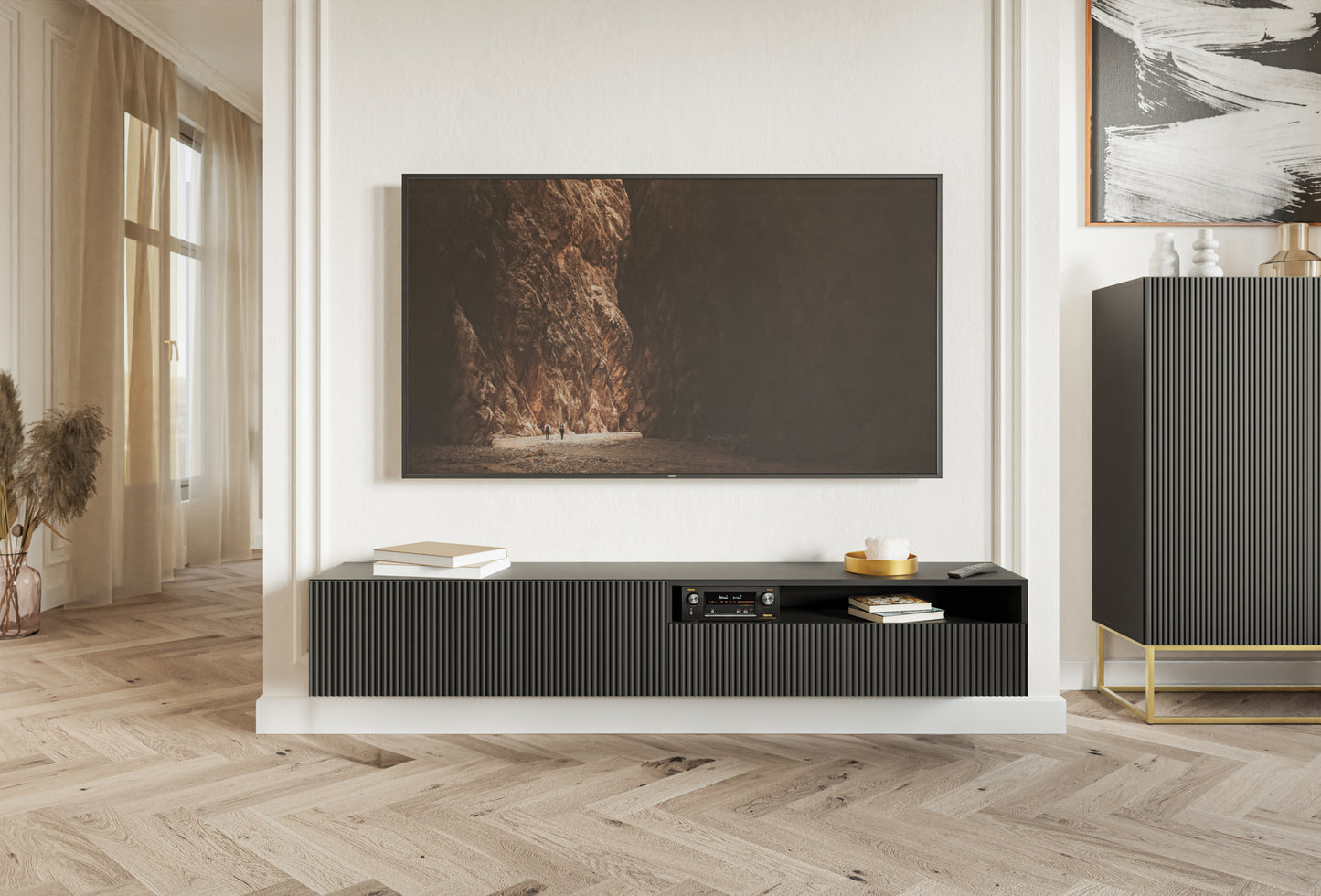 TV skapis Velda 175/28/31 cm melns