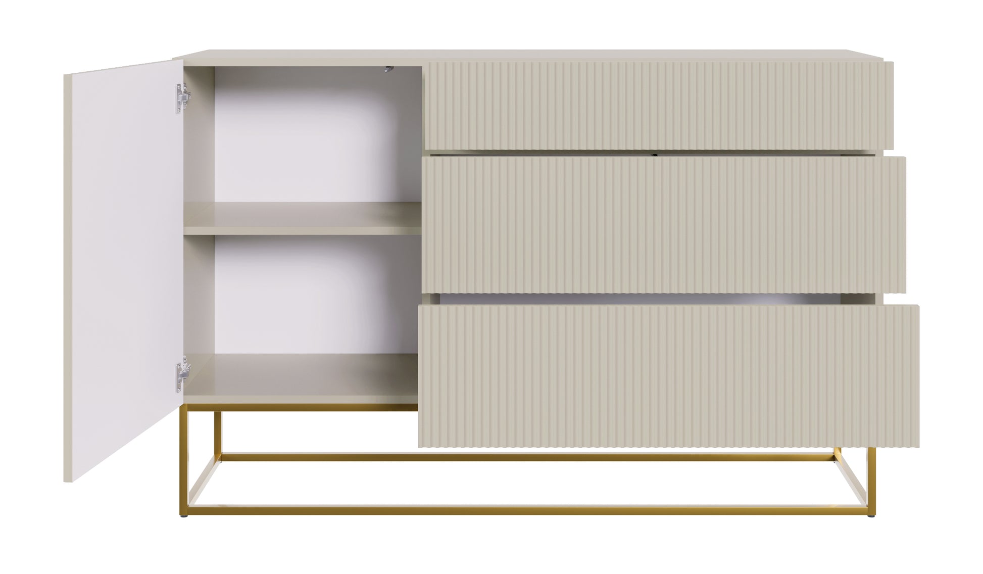 Kumode Velda 140/90/38 cm bēšs/zelts - N1 Home