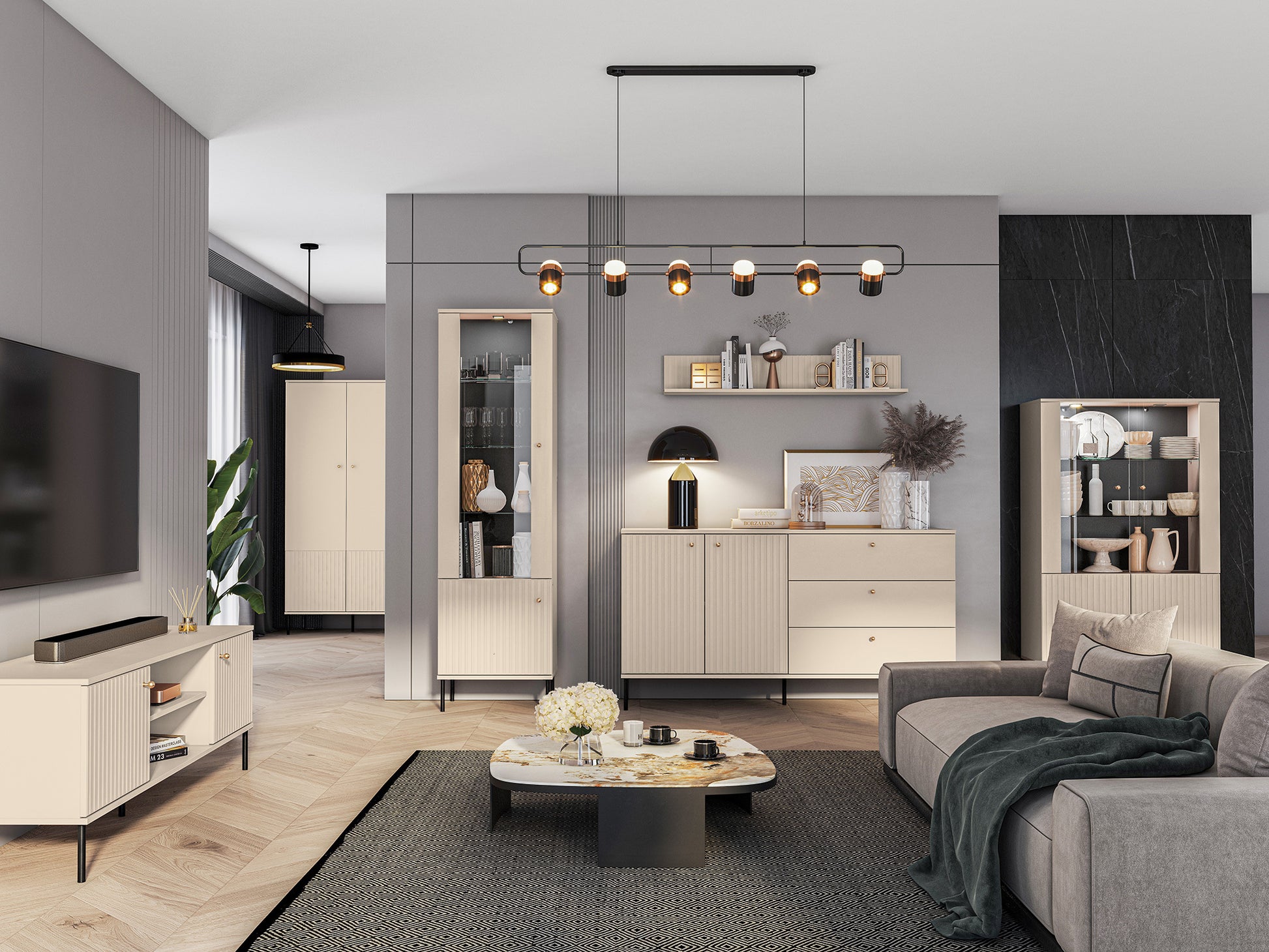 Kumode Galeto 85/160/40 cm bēšs - N1 Home