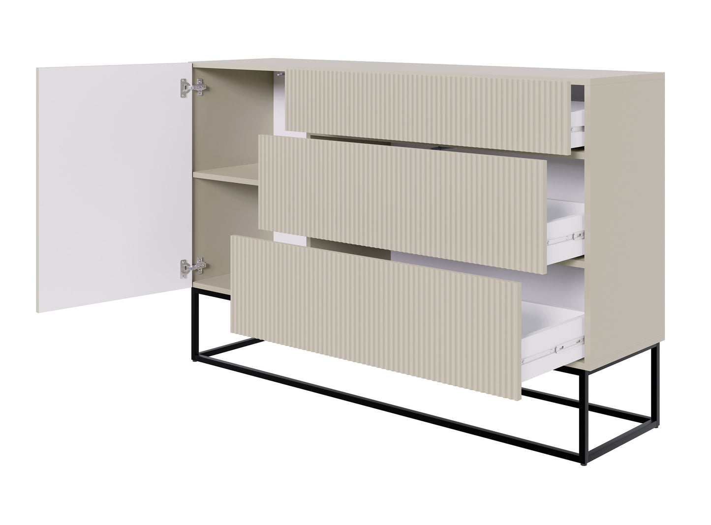 Kumode Velda 140/90/38 cm bēšs/melns - N1 Home