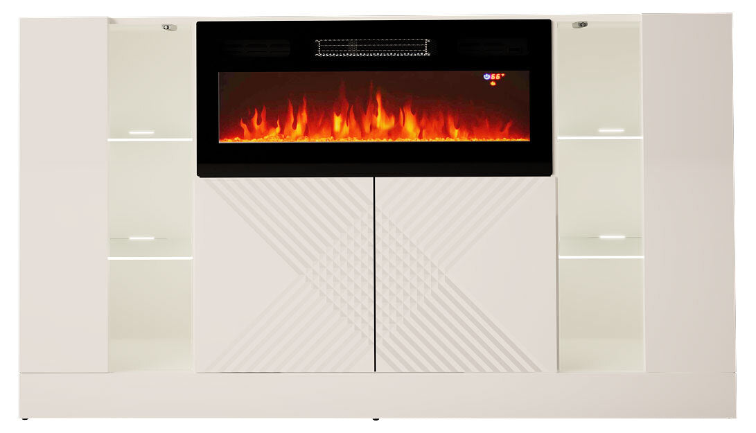 Kumode ar elektrisko kamīnu Dalika 160/90/35 cm balts