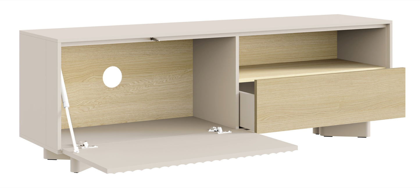 TV skapis Distri Riffle 140/46/35 cm Vičencas ozols/kašmirs