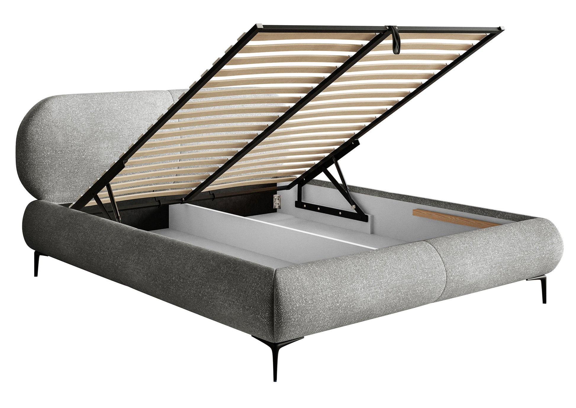 Gulta ar konteineru Valeo 140/160/180x 200 cm Melody 3 (Agmamito), melnas kājas - N1 Home