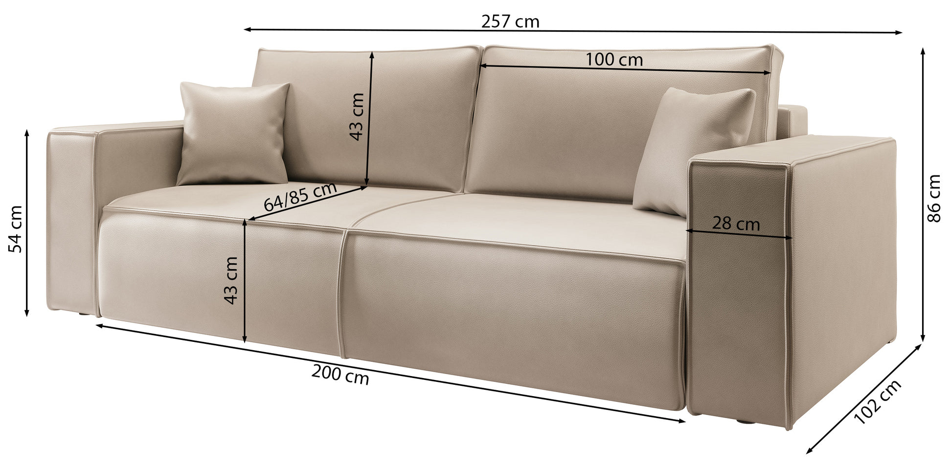 Dīvāns Cuaros 86/257/102 cm Nube 04 - N1 Home