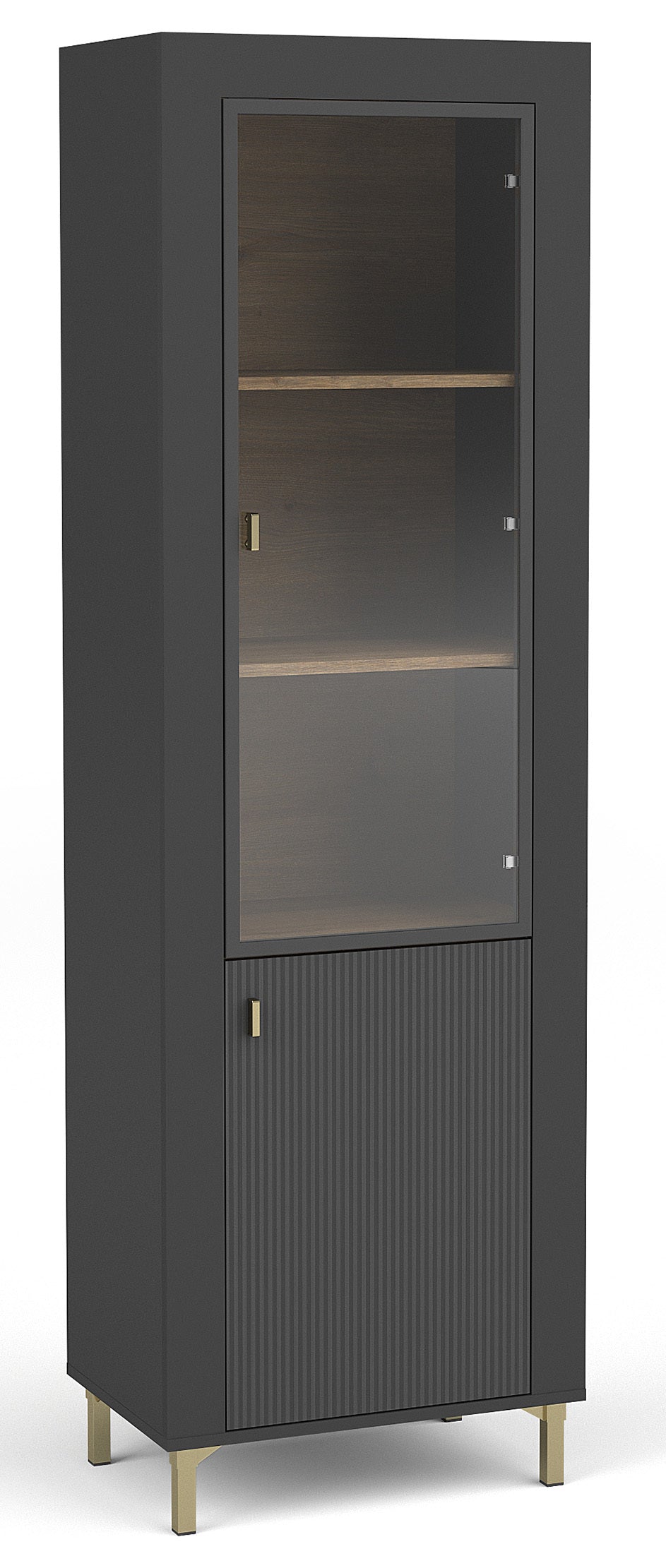 Vitrīna Lamos 56/148/38 cm melns/zelts - N1 Home