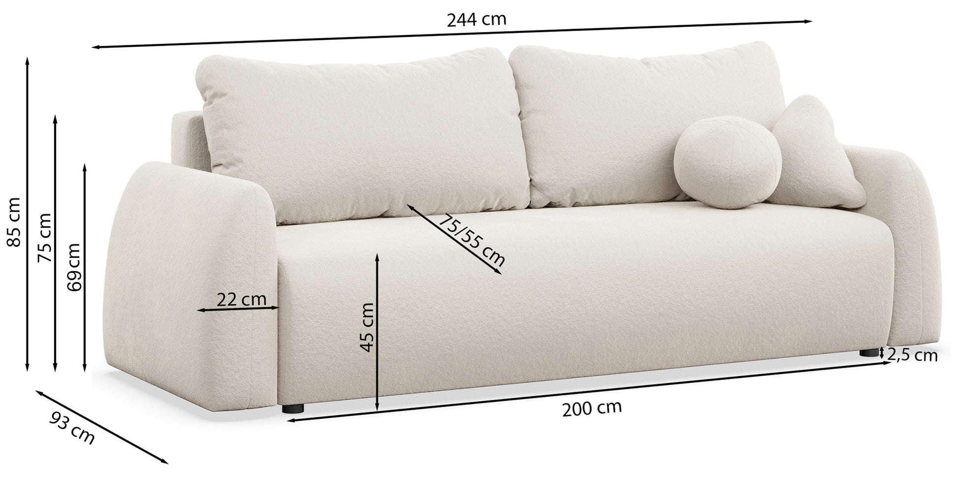 Dīvāns Nubo 244/85/93 cm Enjoy New Lux 15 - N1 Home