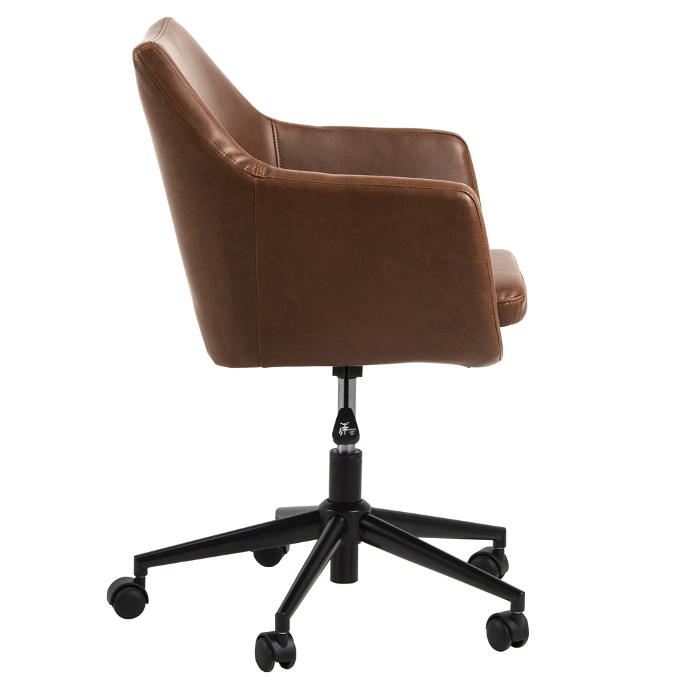 Biroja krēsls ar regulējamu augstumu Loka eko-āda 91/58/58 cm brūns - N1 Home
