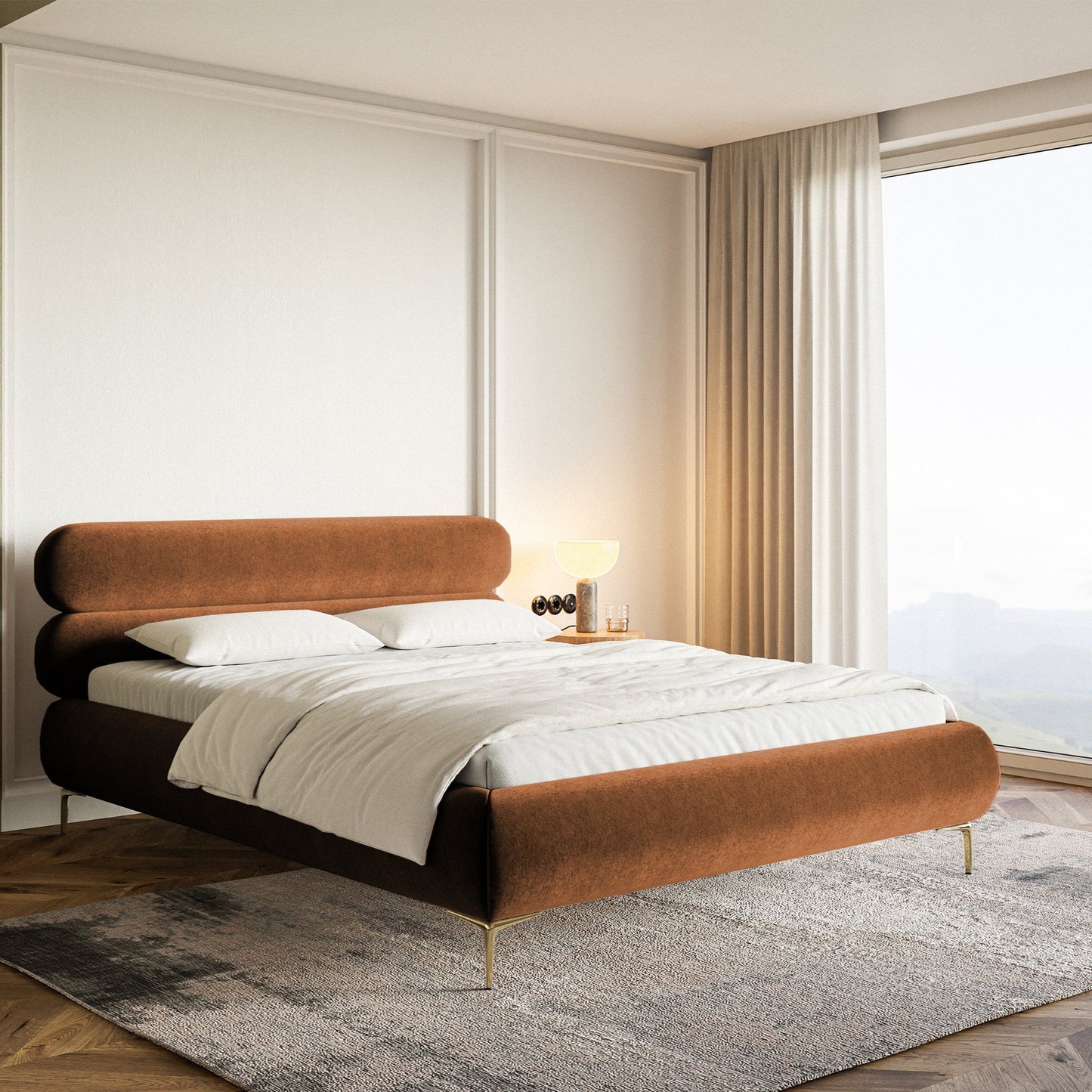 Gulta ar glabātuvi Loure 140/160/180x200 cm Amon 24/zelts kājas - N1 Home