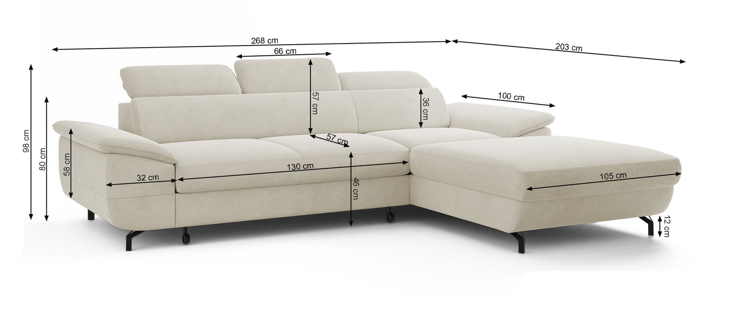 Dīvāns Lamigo L 80/268/203 cm Castel 39