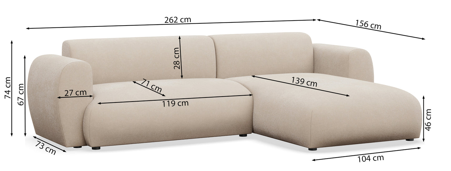 Dīvāns Emil 74/262/156 cm Misterio 80