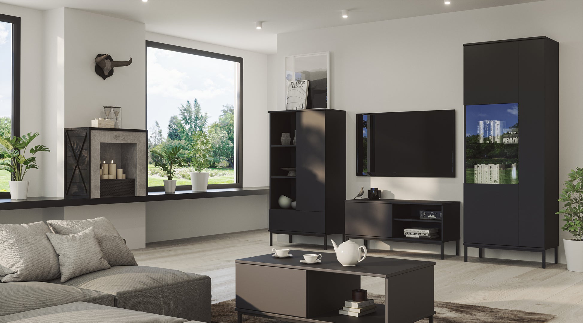 Skapis Polka 140/70/41 cm melns - N1 Home