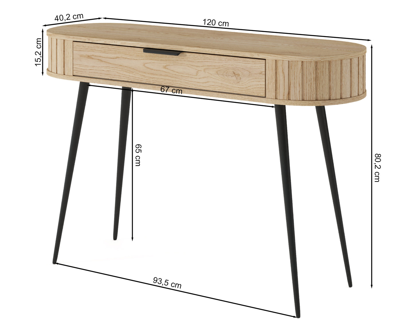 Konsole Lavas 75/180/90 cm Kremonas ozols