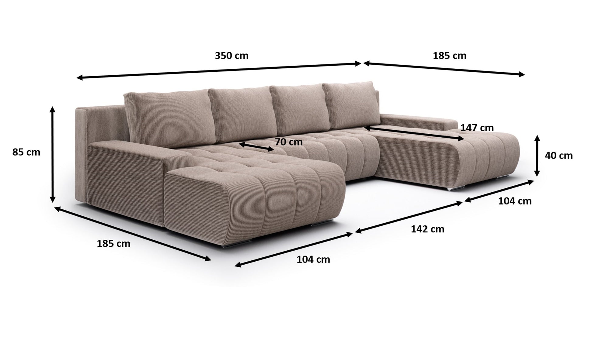 Dīvāns Magli U 85/350/185 cm Poso 14 - N1 Home
