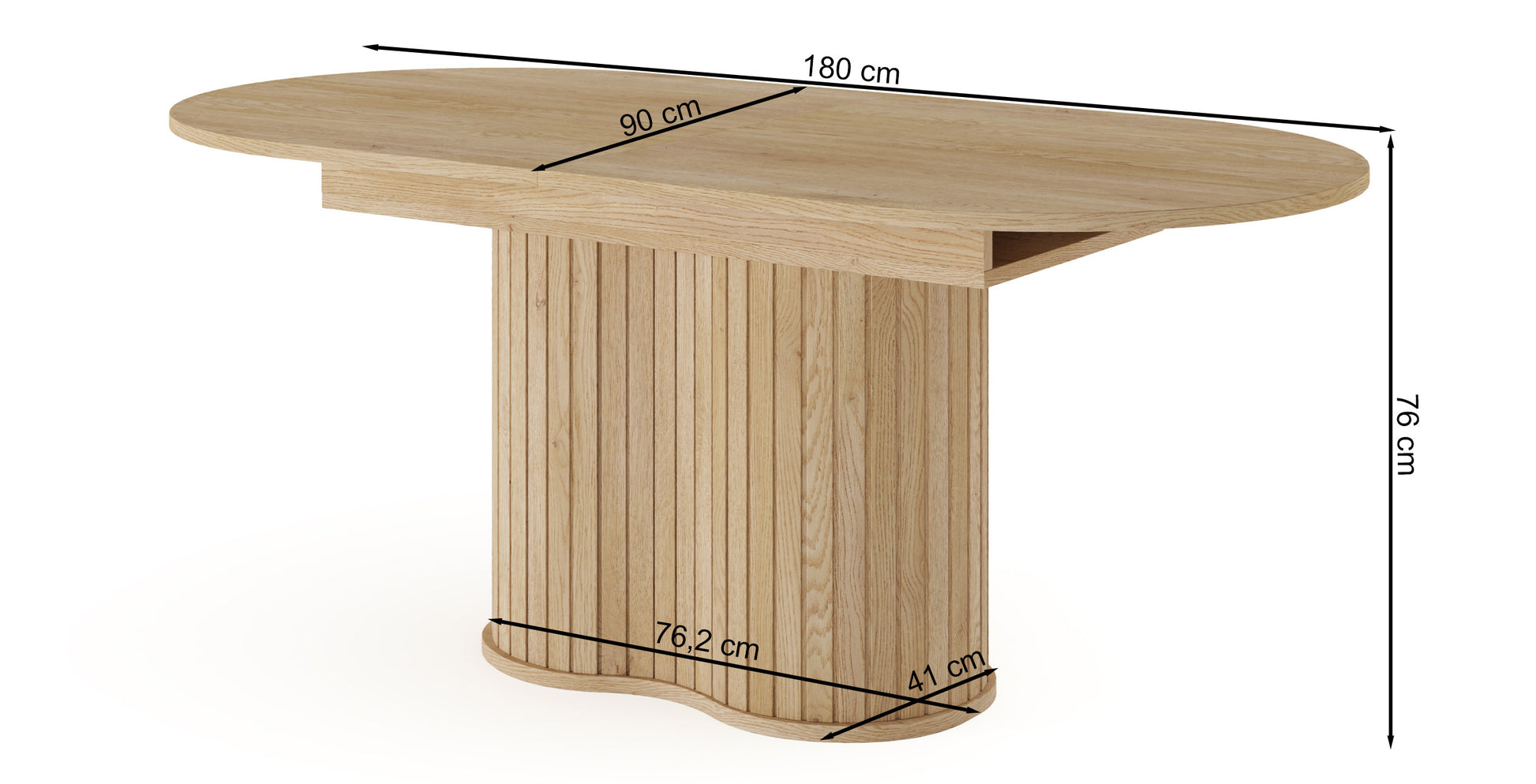 Galds Lavas 75/180/90 cm Kremonas ozols - N1 Home