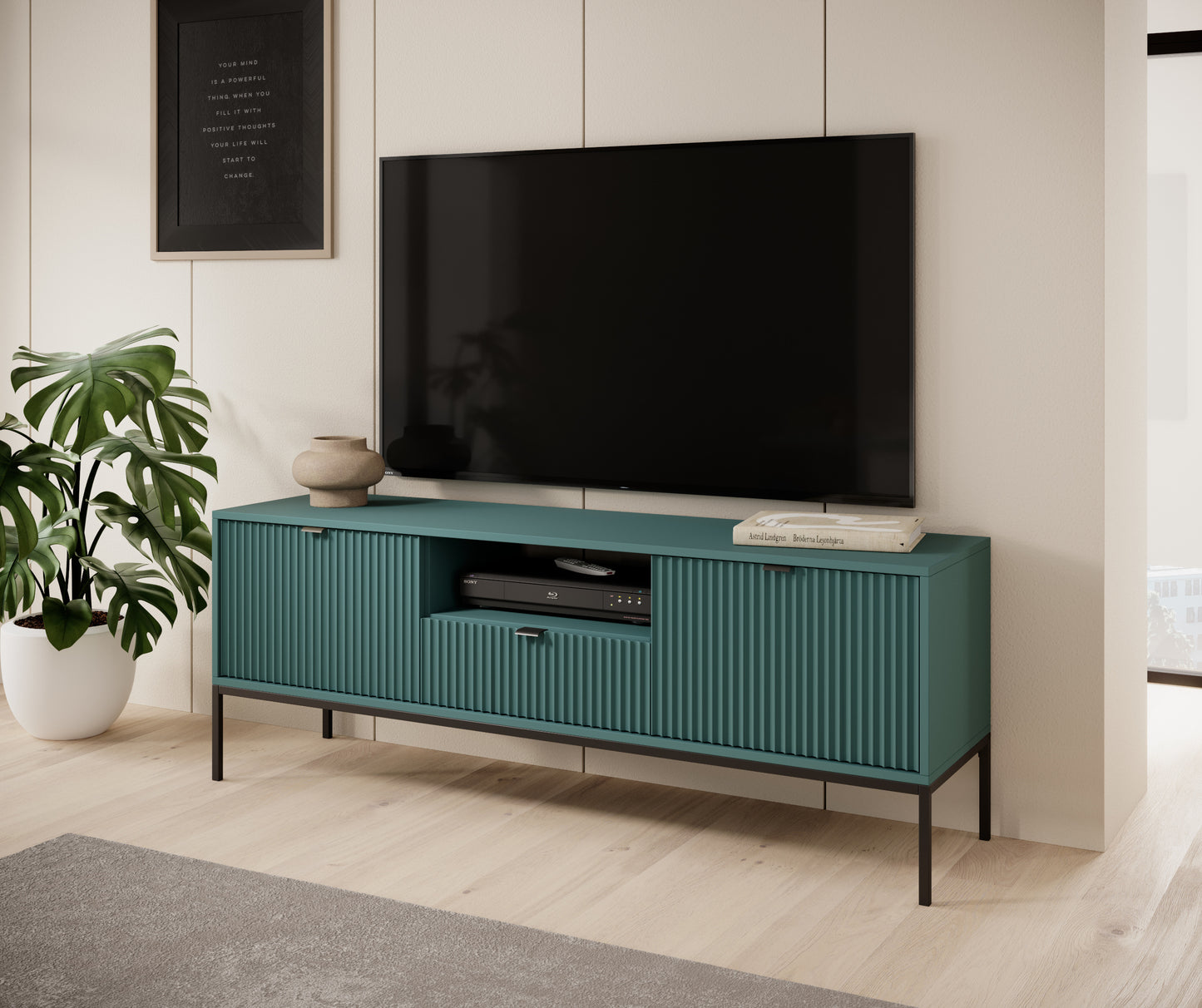 TV skapis NV 154x56x39 cm olīves/melns