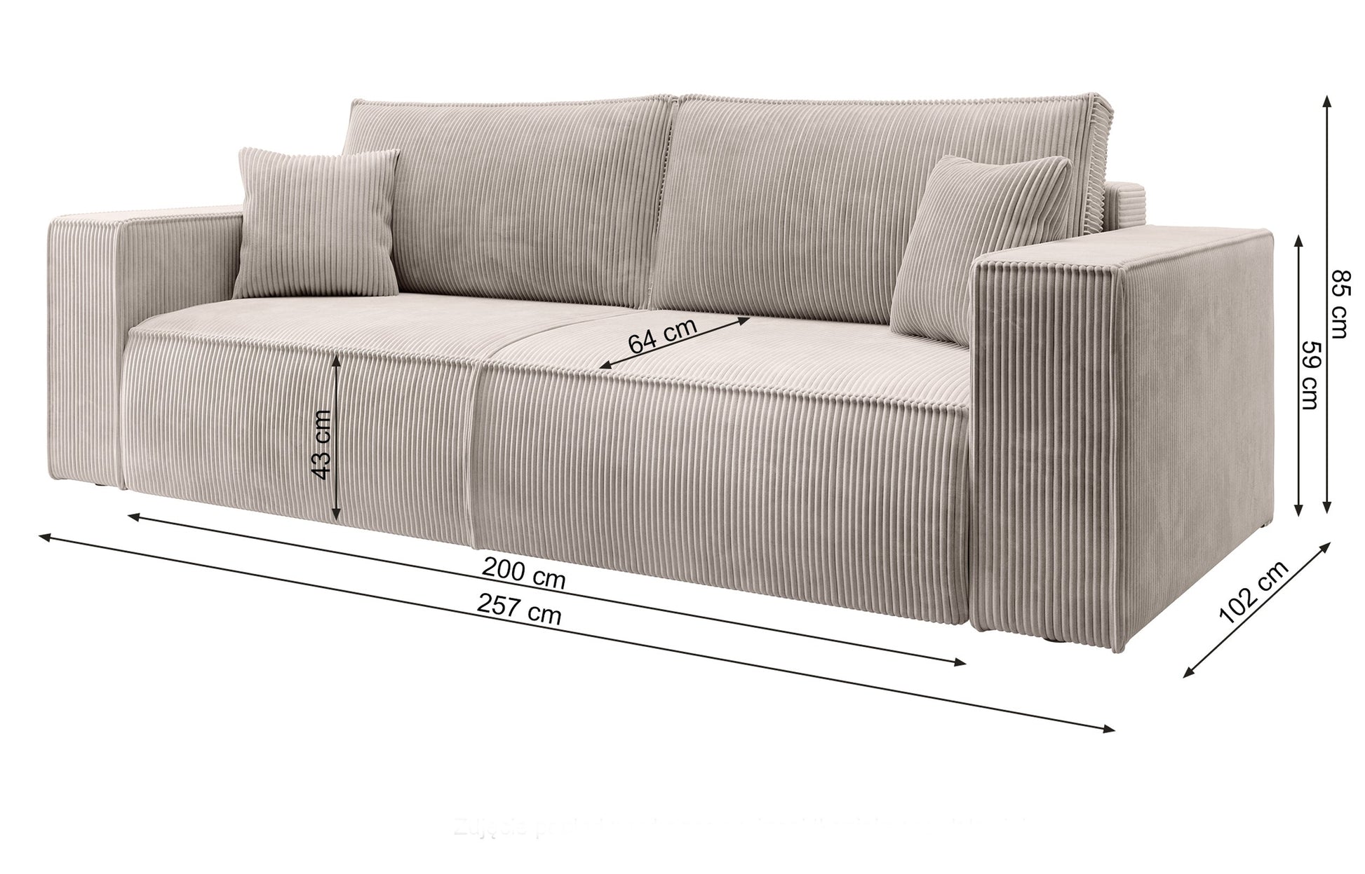 Dīvāns Fireza 275/102/85 cm Abriamo 2 - N1 Home