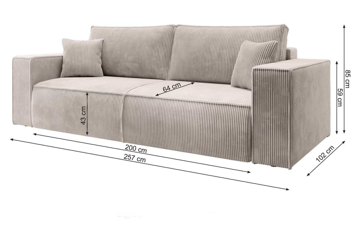 Dīvāns Fireza 275/102/85 cm Poso 135 - N1 Home