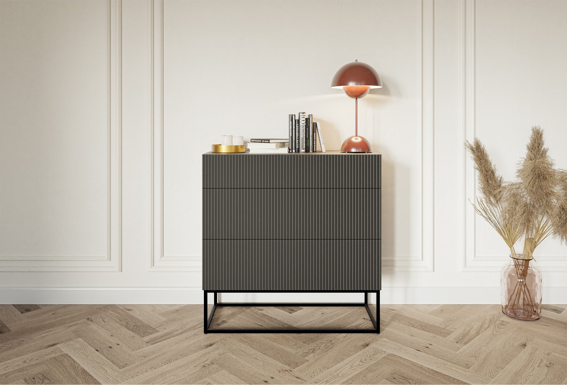 Kumode Velda 90/90/38 cm melns/melns - N1 Home