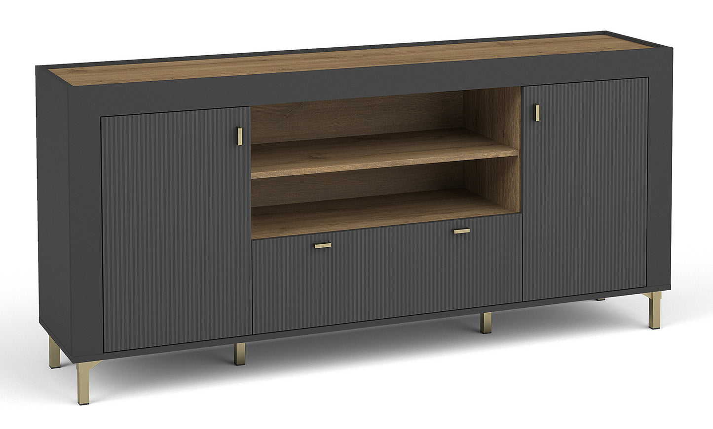 Kumode Lamos 170/77/38 cm melns/zelts