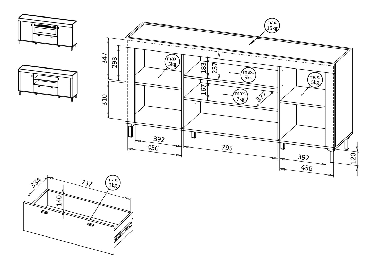 Kumode Lamos 170/77/38 cm bēšs/zelts