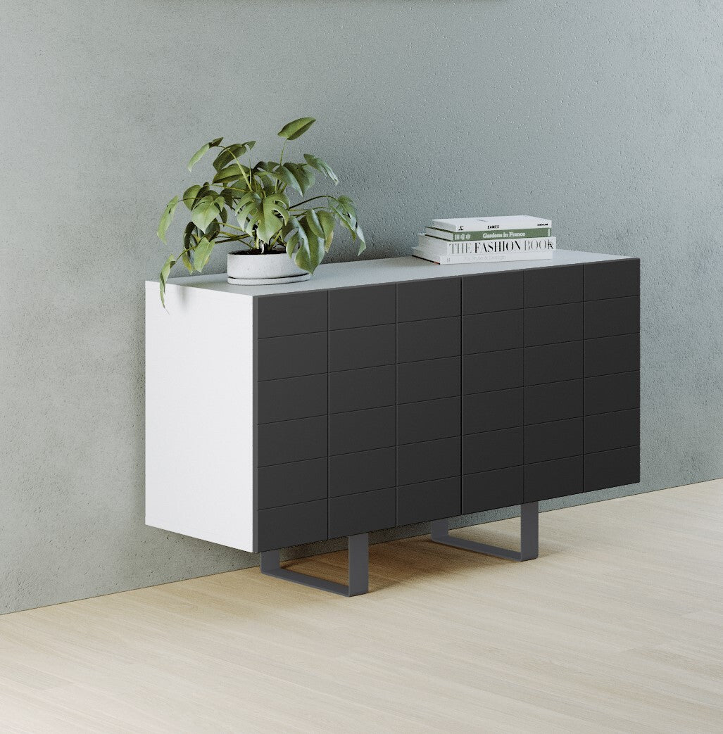 Kumode Gontal 110/70/45 cm melns/balts