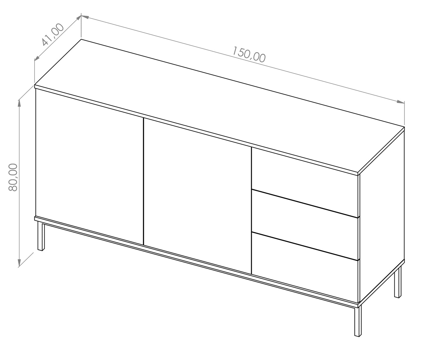 Kumode Polka 80/150/41 cm hikorijs - N1 Home
