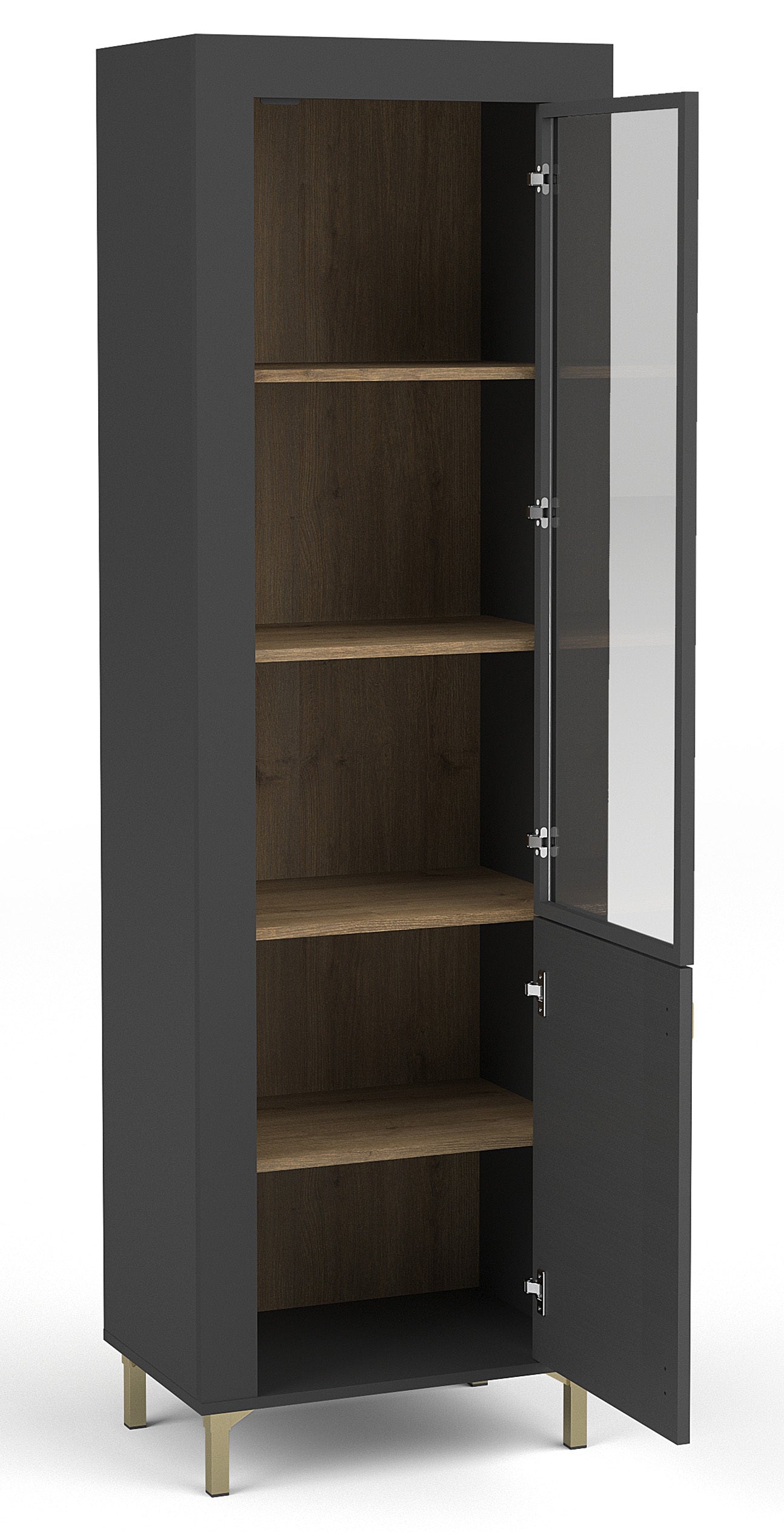 Vitrīna Lamos 56/148/38 cm melns/zelts - N1 Home