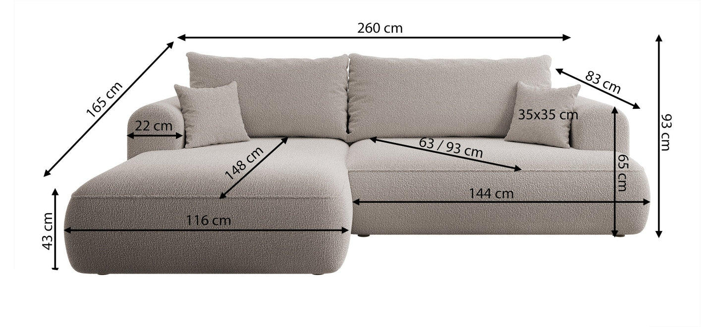 Dīvāns Ovors 260/93/165 cm Castel 39 - N1 Home